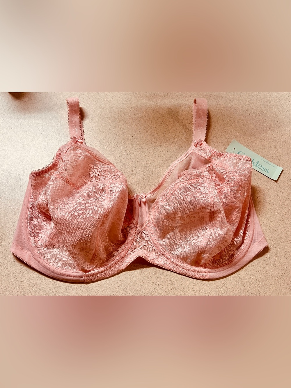 36L Goddess Adelaide LACE Banded Bra Style GD6660  BLUSH PINK Underwire NWT $45